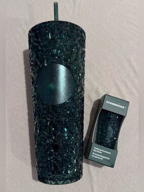 New NWT Lot Starbucks Emerald Gemstone Venti Tumbler + Keychain Reusable Acrylic